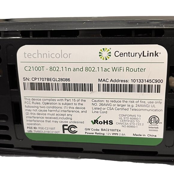 CenturyLink Prism TV Technicolor C2100T 802.11AC Modem Router Gigabit DSL Fiber - Picture 9 of 15